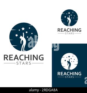 A logo to reach the stars or a logo to reach a dream or goal. Logo using vector design concept. Stock Vector