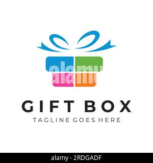 Gift box logo or gift with ribbon sign, letter G and gifts. Logo for surprise, valentine, birthday, gift shop, party and business. Stock Vector