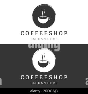 Espresso coffee logo design and vintage coffee cup. The logo can be for businesses, coffee shops, restaurants and cafes. Stock Vector
