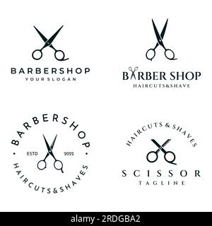 Creative and simple classic haircut salon scissors logo isolated on black and white background.For business, barbershop, salon, beauty. Stock Vector