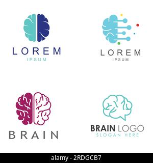 Brain logo. Brain logo with combination of technology and brain part nerve cells, with vector design concept. Stock Vector