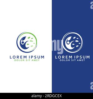 Human nature leaf logo. Leaf and human combination logo with vector concept. Stock Vector