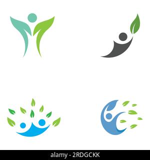 Human nature leaf logo. Leaf and human combination logo with vector concept. Stock Vector
