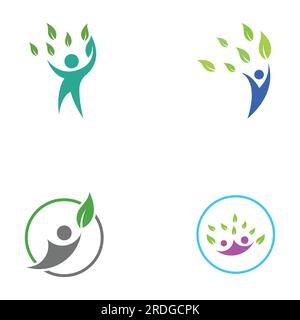 Human nature leaf logo. Leaf and human combination logo with vector concept. Stock Vector