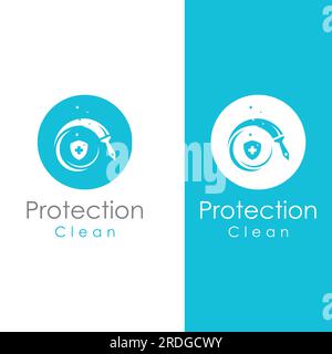 Cleaning logo, cleaning protection logo and house cleaning logo. With vector design concept. Stock Vector