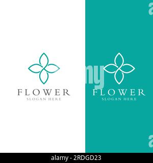 Logos of flowers, roses, lotus flowers, and other types of flowers. By using the concept of vector design. Stock Vector