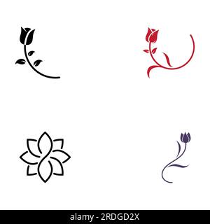 Logos of flowers, roses, lotus flowers, and other types of flowers. By using the concept of vector design. Stock Vector