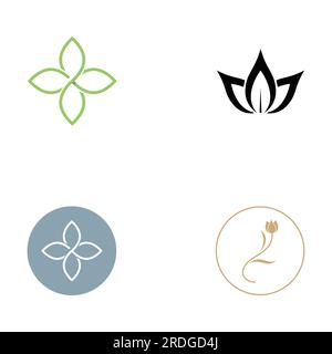 Logos of flowers, roses, lotus flowers, and other types of flowers. By using the concept of vector design. Stock Vector