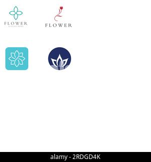 Logos of flowers, roses, lotus flowers, and other types of flowers. By using the concept of vector design. Stock Vector