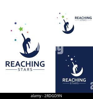 A logo to reach the stars or a logo to reach a dream or goal. Logo using vector design concept. Stock Vector