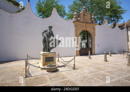 Bullfighter Cayetano Ordonez Statue at Plaza de Toros (Ronda Bullring) - Ronda, Andalusia, Spain Stock Photo
