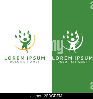 Human nature leaf logo. Leaf and human combination logo with vector concept. Stock Vector