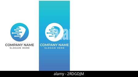 Logo of modern digital tech world, global or tech planet, and digital tech protection. Logo with vector concept. Stock Vector