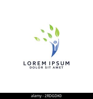 Human nature leaf logo. Leaf and human combination logo with vector concept. Stock Vector
