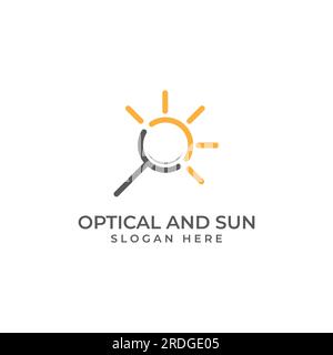 Logo search or find, logo search by combination, lab, moon, location, check, waves, and sun. Logo with simple editing. Stock Vector