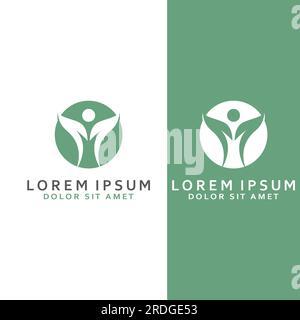 Human nature leaf logo. Leaf and human combination logo with vector concept. Stock Vector