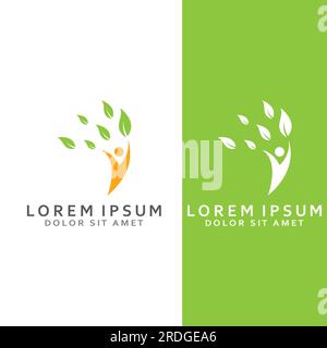 Human nature leaf logo. Leaf and human combination logo with vector concept. Stock Vector