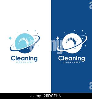 Cleaning logo, cleaning protection logo and house cleaning logo. With vector design concept. Stock Vector