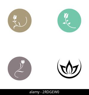 Logos of flowers, roses, lotus flowers, and other types of flowers. By using the concept of vector design. Stock Vector