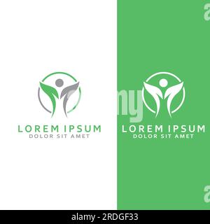 Human nature leaf logo. Leaf and human combination logo with vector concept. Stock Vector