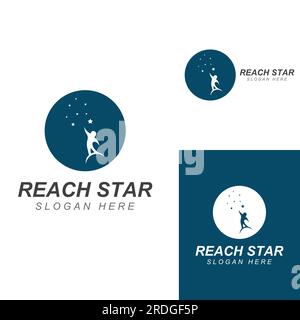 A logo to reach the stars or a logo to reach a dream or goal. Logo using vector design concept. Stock Vector