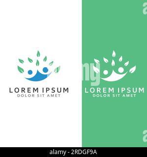 Human nature leaf logo. Leaf and human combination logo with vector concept. Stock Vector