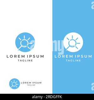 Logo search or find, logo search by combination, lab, moon, location, check, waves, and sun. Logo with simple editing. Stock Vector