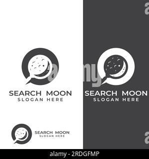 Logo search or find, logo search by combination, lab, moon, location, check, waves, and sun. Logo with simple editing. Stock Vector