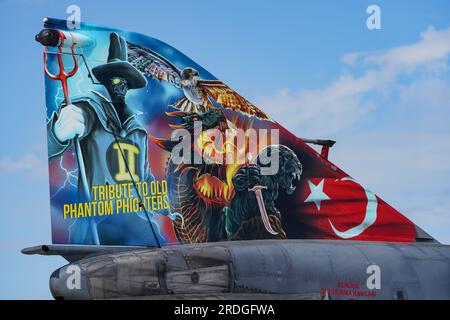 KONYA, TURKIYE - JUNE 30, 2022: Turkish Air Force McDonnell Douglas F-4E-2020 Terminator (4576) displayed at Konya Airport during Anatolian Eagle Air Stock Photo