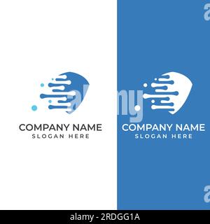 Logo of modern digital tech world, global or tech planet, and digital tech protection. Logo with vector concept. Stock Vector