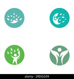 Human nature leaf logo. Leaf and human combination logo with vector concept. Stock Vector