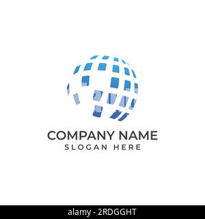 Logo of modern digital tech world, global or tech planet, and digital tech protection. Logo with vector concept. Stock Vector