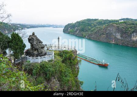 Yichang. 28th Mar, 2023. This photo taken on March 28, 2023 shows the scenery of Xiling Gorge, one of the Three Gorges on the Yangtze River, in central China's Hubei Province. Located in the upper reaches of the Yangtze River, the Three Gorges Reservoir area is an important ecological function zone and reservoir of freshwater resources in China. The Three Gorges -- Qutang, Wuxia and Xiling gorges -- features precipitous cliffs, famous scenic spots and historical sites. Credit: Xiao Yijiu/Xinhua/Alamy Live News Stock Photo