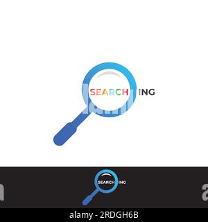 Logo search or find, logo search by combination, lab, moon, location, check, waves, and sun. Logo with simple editing. Stock Vector