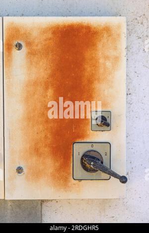 High Voltage Lever Switch at Control Electric Power Box Stock Photo