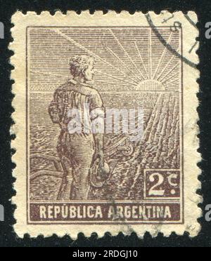 ARGENTINA - CIRCA 1911: stamp printed by Argentina, shows farmer, circa 1911 Stock Photo