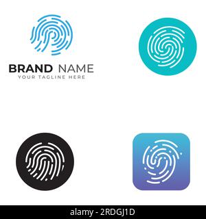 Fingerprint logo,fingerprint scan logo for business card identity.Vector logo and icon design. Stock Vector