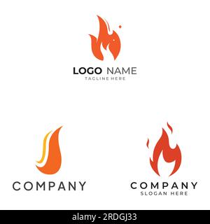 Fire or flame logo, fireball logo, and embers. Using a vector design concept. Stock Vector