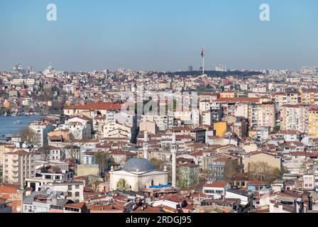 A picture of the Beyoglu and Eyup districts of Istanbul, with the Kasimpasa Grand Mosque at the bottom. Stock Photo