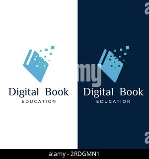 Educational digital book and online knowledge learning book logo and symbol vector icon. Stock Vector
