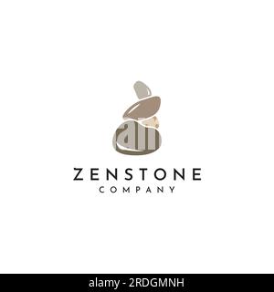 Logo Minimalist zen stones, balancing stones, neatly stacked stones, stones for meditation or health. Stock Vector
