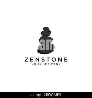Logo Minimalist zen stones, balancing stones, neatly stacked stones, stones for meditation or health. Stock Vector