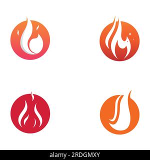 Fire or flame logo, fireball logo, and embers. Using a vector design concept. Stock Vector