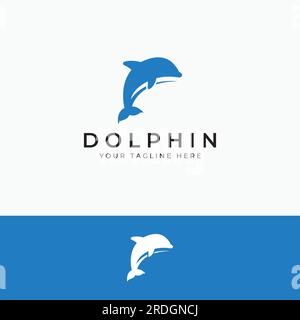 Dolphin logo. Dolphins jump on the waves of the sea or the beach. Stock Vector