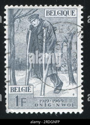 RUSSIA KALININGRAD, 26 OCTOBER 2015: stamp printed by Belgium, shows Wounded, circa 1969 Stock Photo