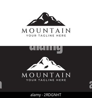 Mountain landscape view, with a minimalist design. Logo for photographers, climbers and adventurers. Stock Vector