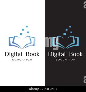 Educational digital book and online knowledge learning book logo and symbol vector icon. Stock Vector