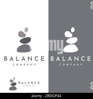 Logo Minimalist zen stones, balancing stones, neatly stacked stones, stones for meditation or health. Stock Vector