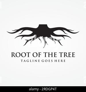 Natural abstract logo creative design of single and fibrous tree root. Stock Vector