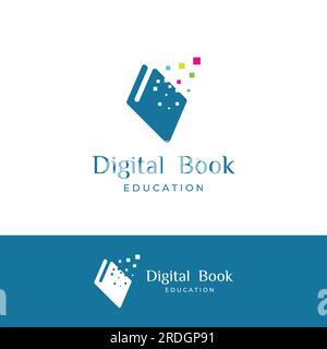 Educational digital book and online knowledge learning book logo and symbol vector icon. Stock Vector